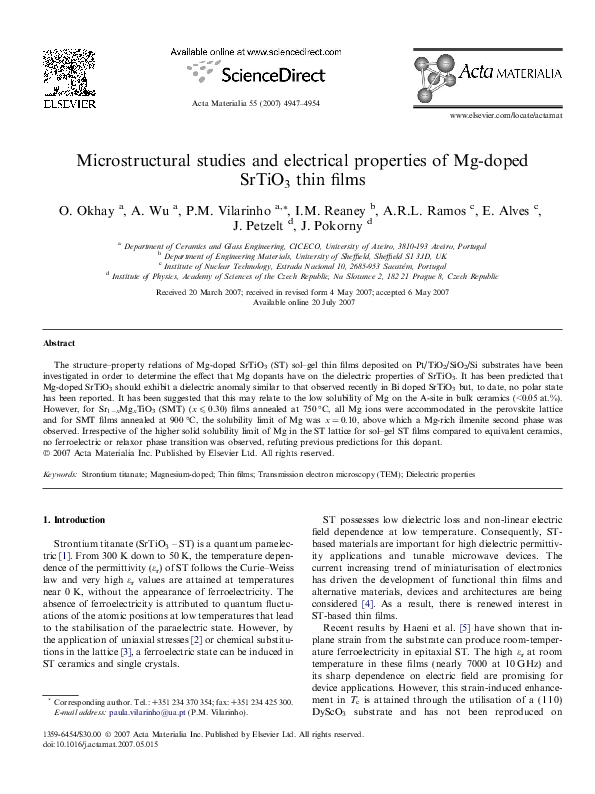 (PDF) Microstructural studies and electrical properties of Mg-doped ...