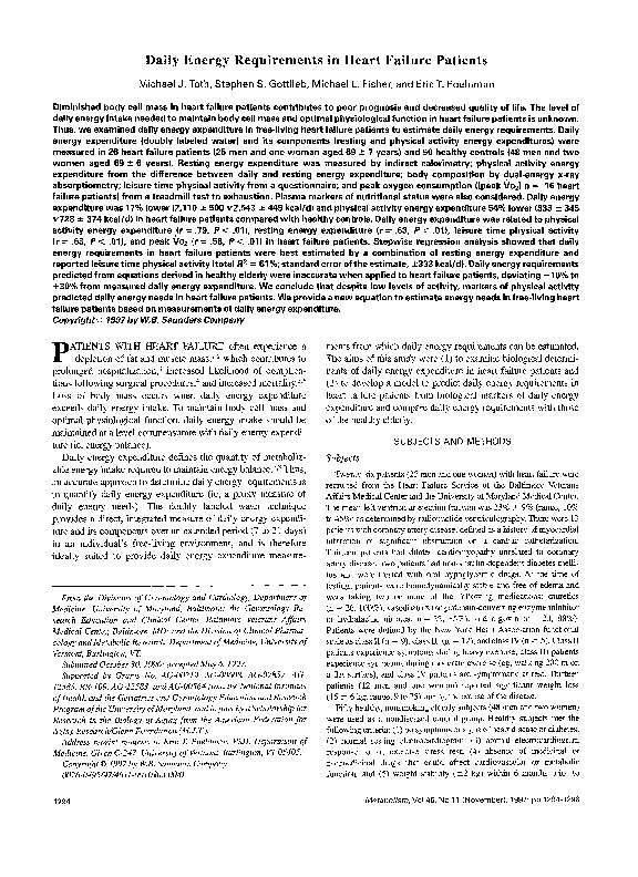 (PDF) Daily energy requirements in heart failure patients
