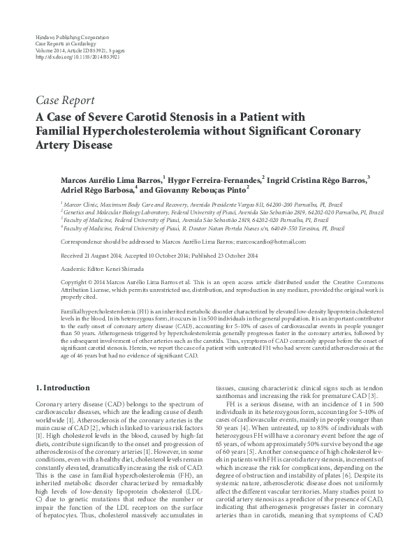 (PDF) A Case of Severe Carotid Stenosis in a Patient with Familial ...