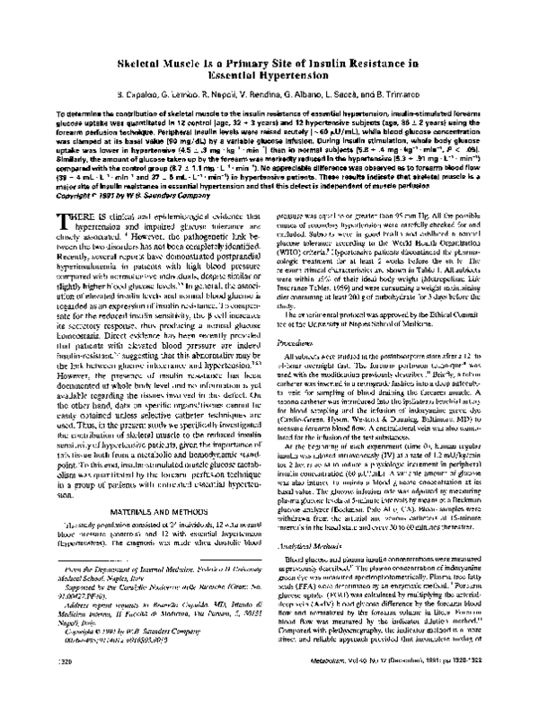 (PDF) Skeletal muscle is a primary site of insulin resistance in ...