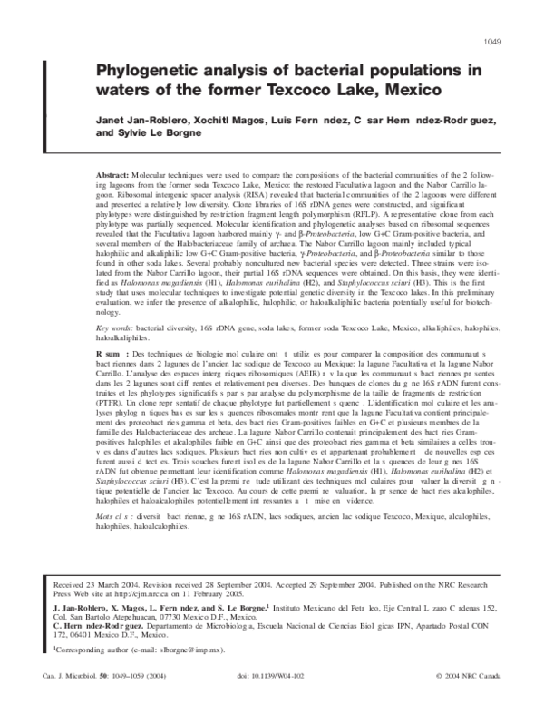 (PDF) analysis of bacterial populations in waters of the