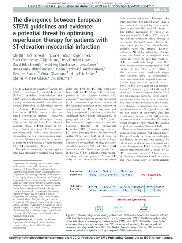 (PDF) 2012 ESC STEMI guidelines and reperfusion therapy: Evidence base ...