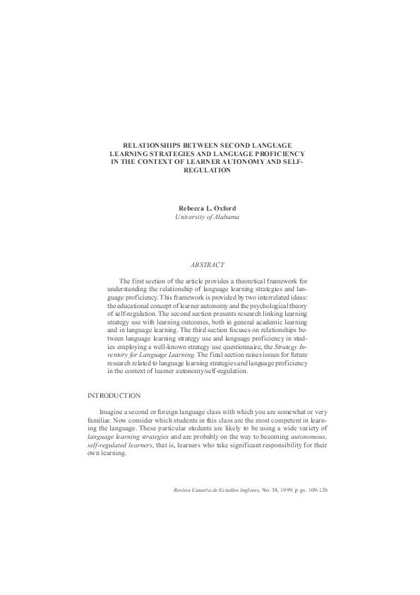 (PDF) RELATIONSHIPS BETWEEN SECOND LANGUAGE LEARNING STRATEGIES AND ...