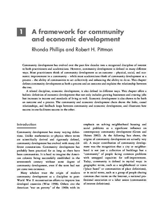 (PDF) A framework for community and economic development