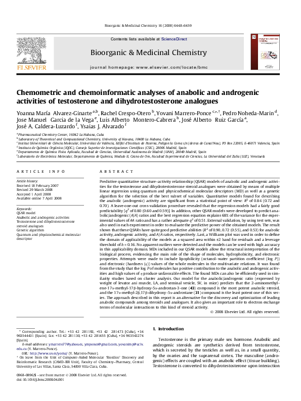 (PDF) Chemometric and chemoinformatic analyses of anabolic and ...