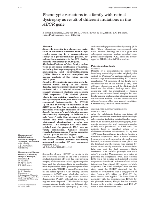 (PDF) Phenotypic variations in a family with retinal dystrophy as ...