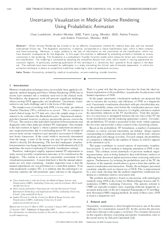 (PDF) Uncertainty Visualization in Medical Volume Rendering Using ...