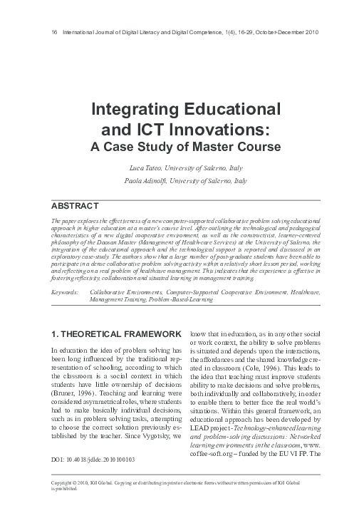 (PDF) Integrating Educational and ICT Innovations: A Case Study of ...