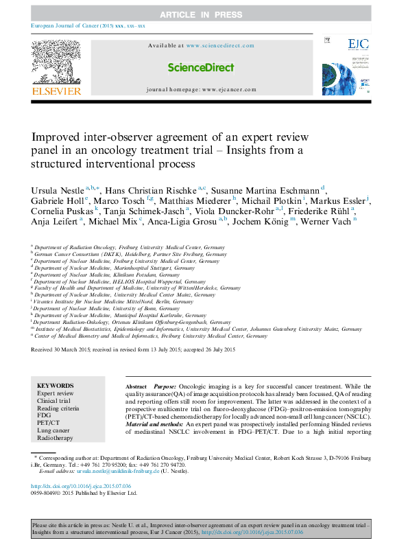 (PDF) Improved inter-observer agreement of an expert review panel in an ...