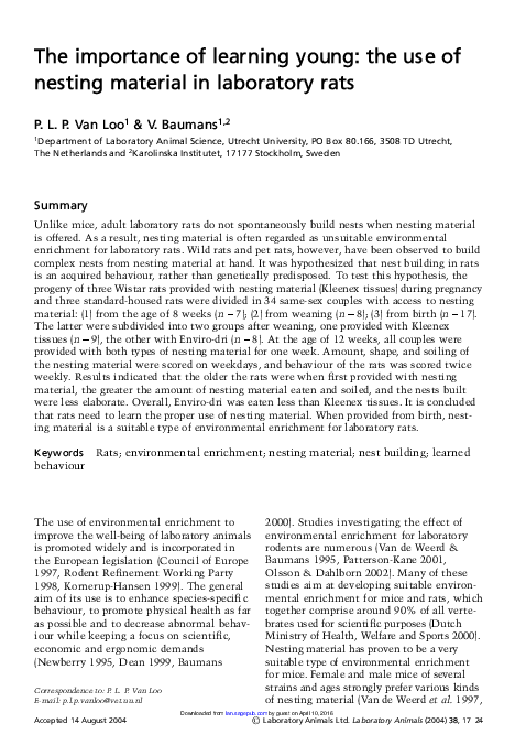 (PDF) The importance of learning young: the use of nesting material in ...
