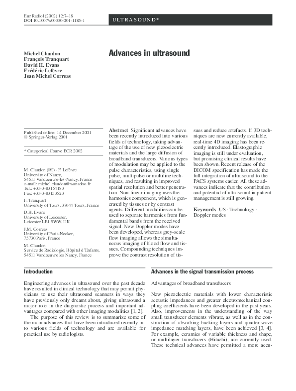 (PDF) Advances in ultrasound
