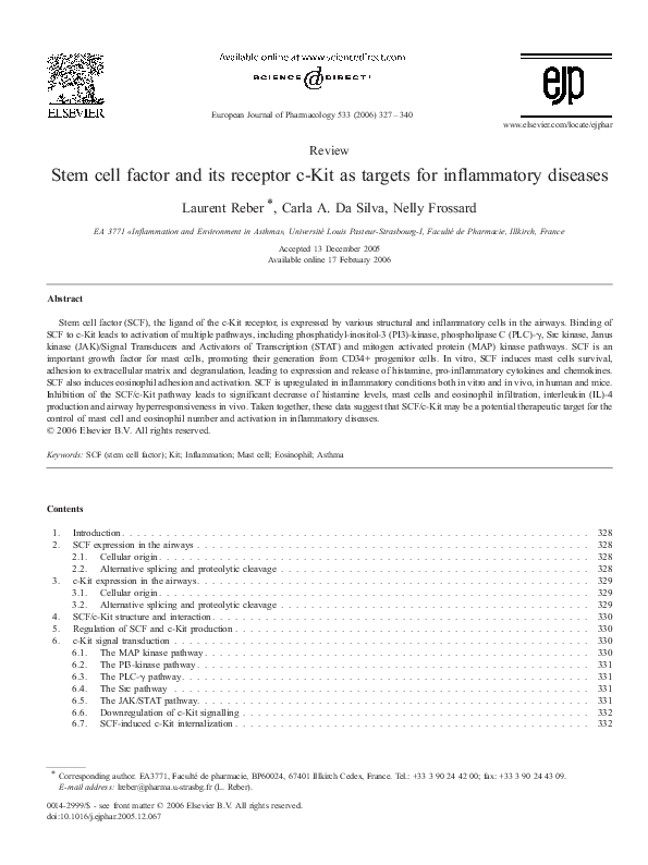 (PDF) Stem cell factor and its receptor c-Kit as targets for ...
