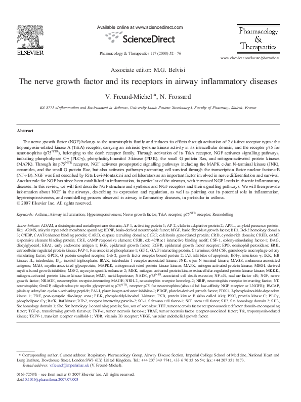 (PDF) The nerve growth factor and its receptors in airway inflammatory ...