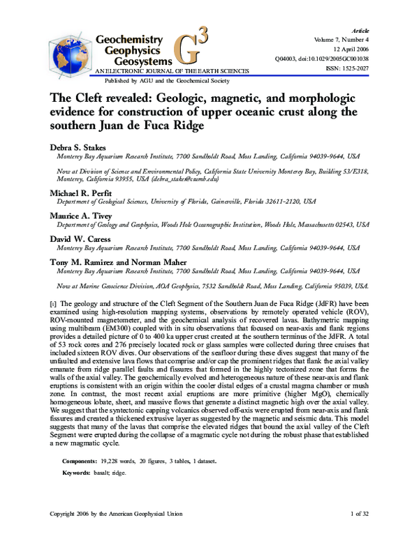 (PDF) The Cleft revealed: Geologic, magnetic, and morphologic evidence ...