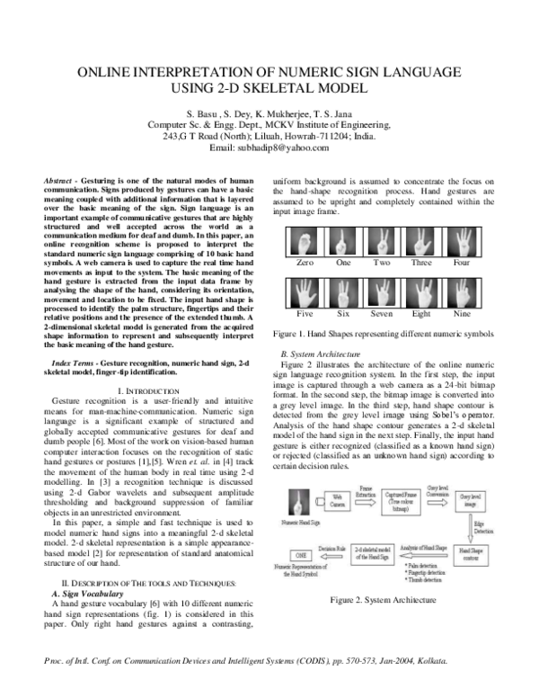 (PDF) Online interpretation of numeric sign language using 2-d skeletal ...