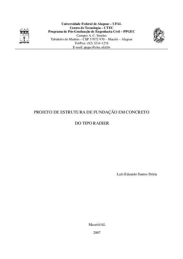 Pdf Projeto De Estrutura De Fundação Em Concreto Do Tipo Radier