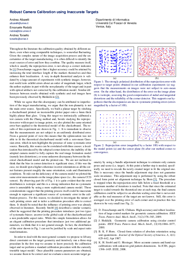 (PDF) Robust Camera Calibration using Inaccurate Targets