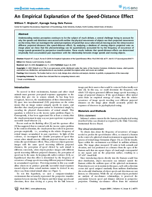(PDF) An Empirical Explanation of the Speed-Distance Effect