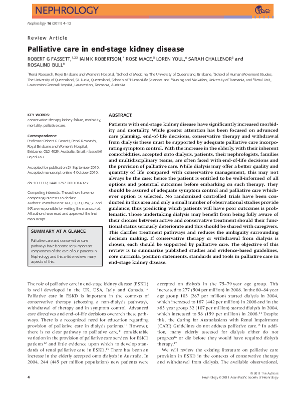 (PDF) Palliative care in end-stage kidney disease