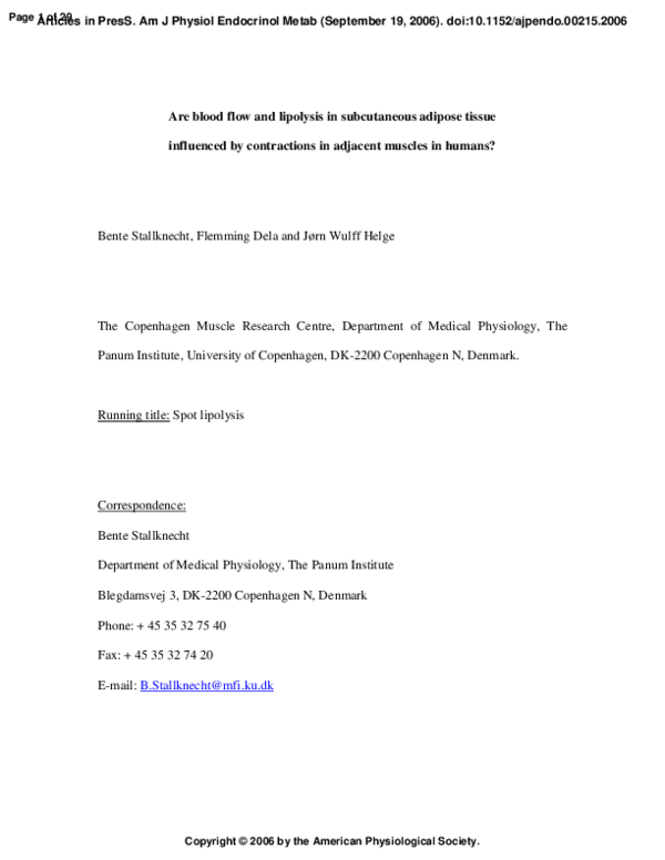 (PDF) Are blood flow and lipolysis in subcutaneous adipose tissue ...