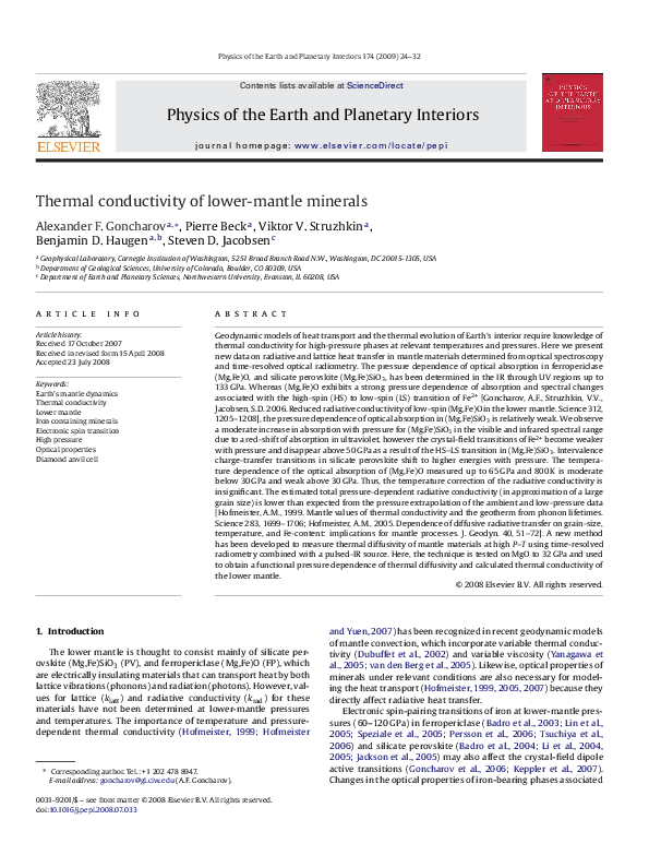 (PDF) Physics of the Earth and planetary interiors