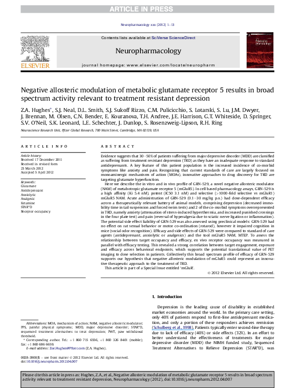(PDF) Negative allosteric modulation of metabotropic glutamate receptor ...