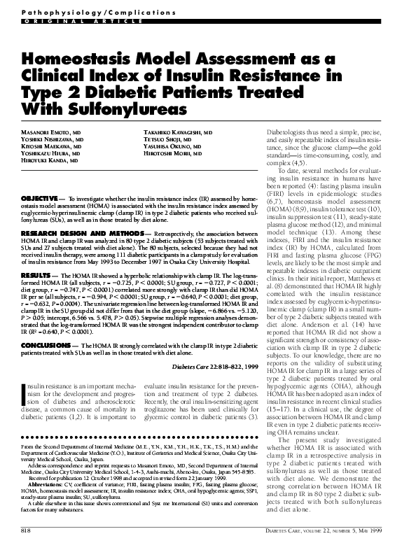 (PDF) Homeostasis model assessment as a clinical index of insulin ...