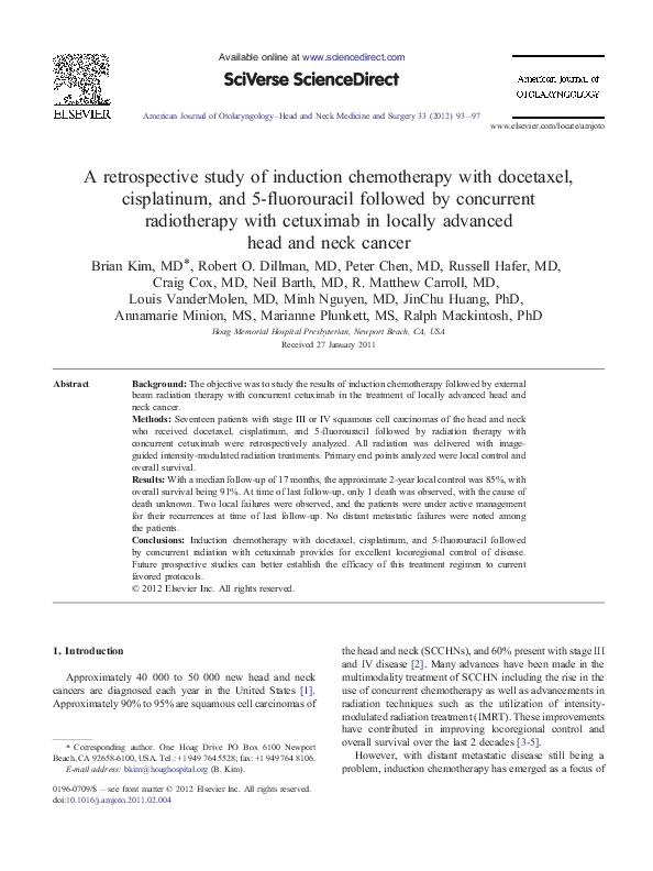 (PDF) A retrospective study of induction chemotherapy with docetaxel ...