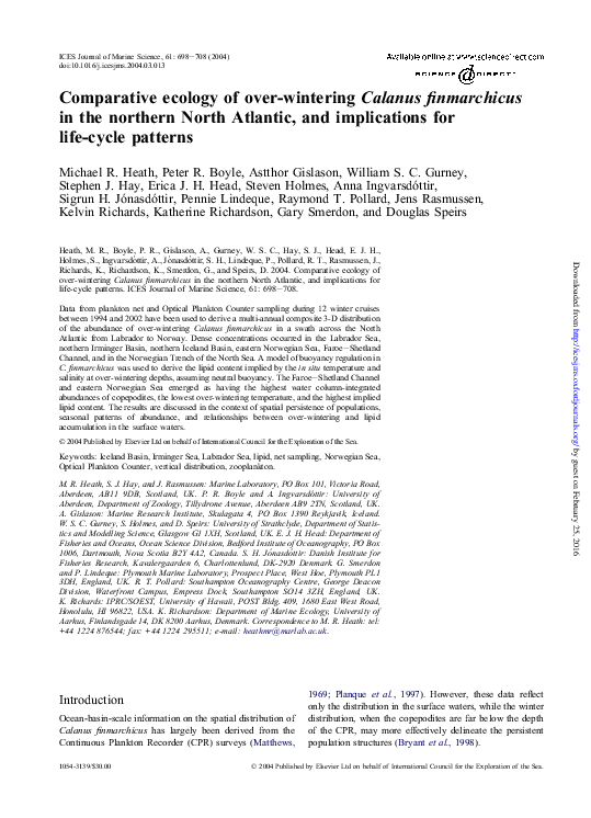 (PDF) Comparative ecology of over-wintering Calanus finmarchicus in the ...