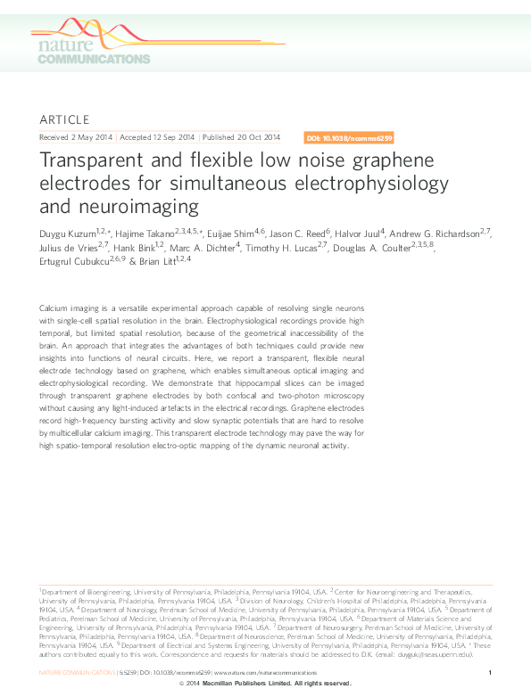 (PDF) Transparent and flexible low noise graphene electrodes for ...