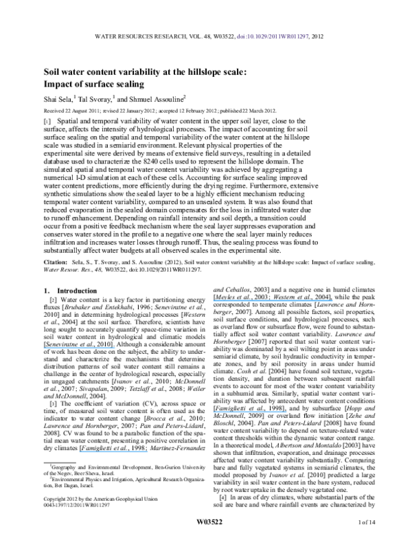 Soil water content variability at the hillslope scale: Impact of ...