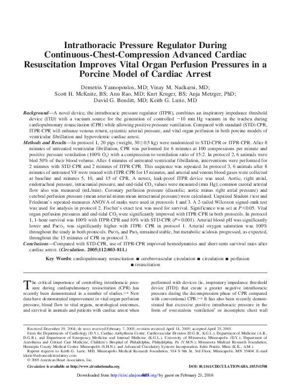 (PDF) Intrathoracic Pressure Regulator During Continuous-Chest ...