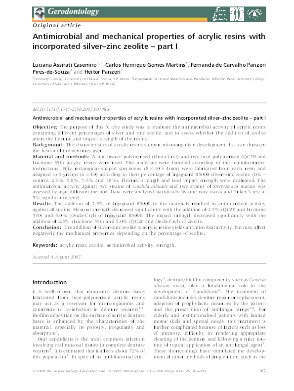 (PDF) Antimicrobial and mechanical properties of acrylic resins with ...