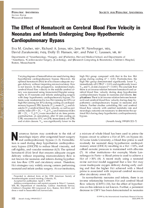 (PDF) The Effect of Hematocrit on Cerebral Blood Flow Velocity in ...