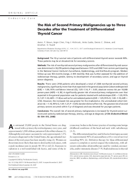 (PDF) The Risk of Second Primary Malignancies up to Three Decades after ...
