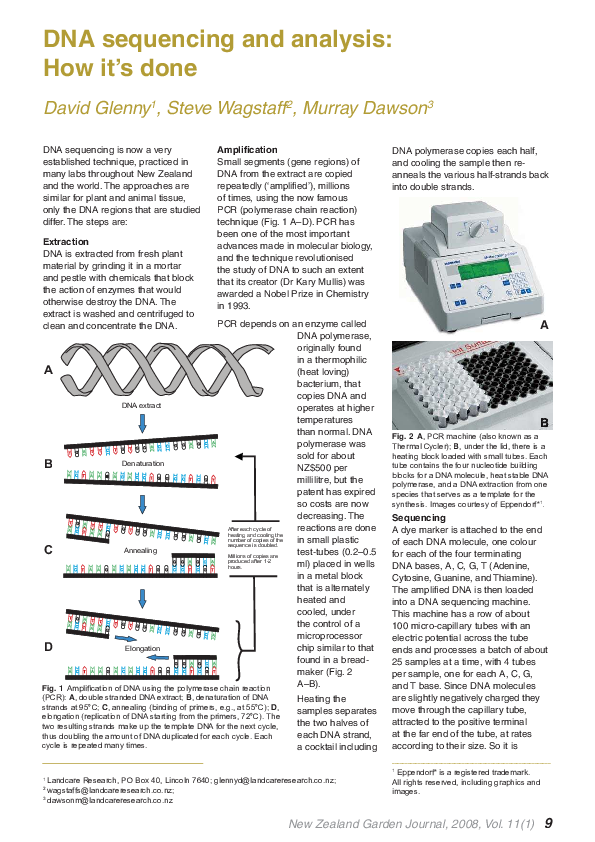 (PDF) DNA sequencing and analysis: How it’s done