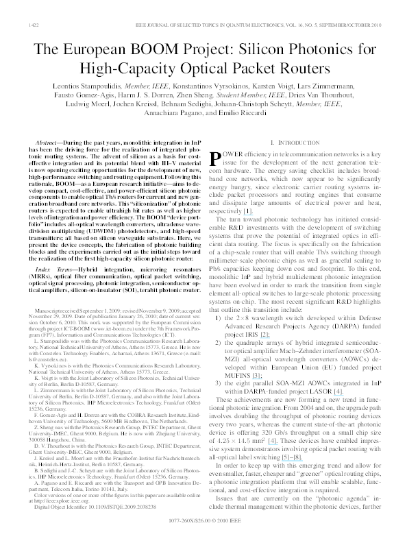 (PDF) The European BOOM Project: Silicon Photonics for High-Capacity ...