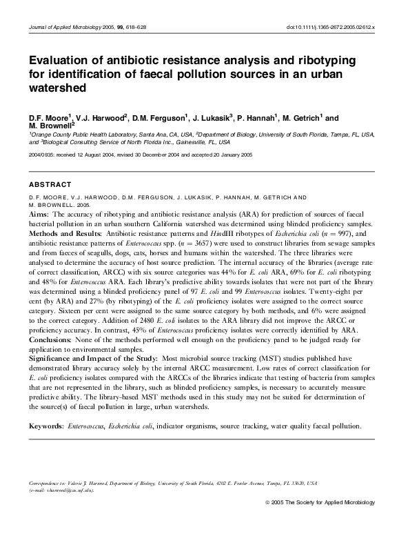 (PDF) Evaluation of antibiotic resistance analysis and ribotyping for ...