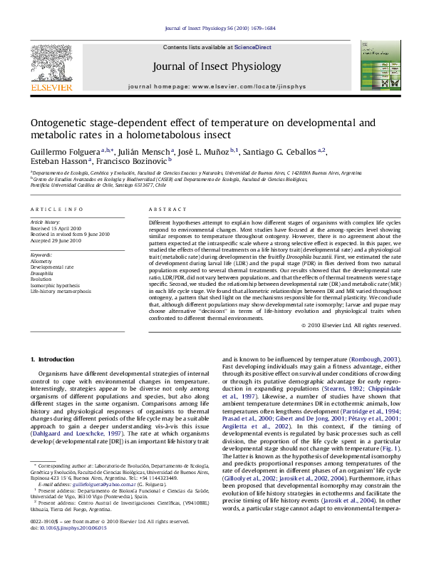 (PDF) Ontogenetic stage-dependent effect of temperature on ...