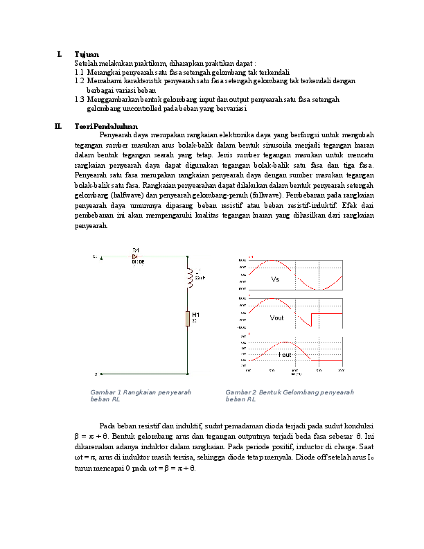 (DOC) laporan penyearah satu fasa setengah gelombang tak terkendali