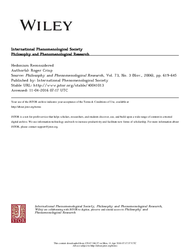 Hedonism journal articles image