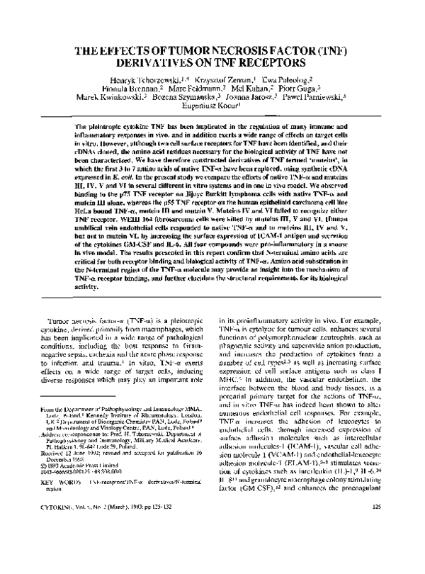 (PDF) The effects of tumor necrosis factor (TNF) derivatives on TNF ...