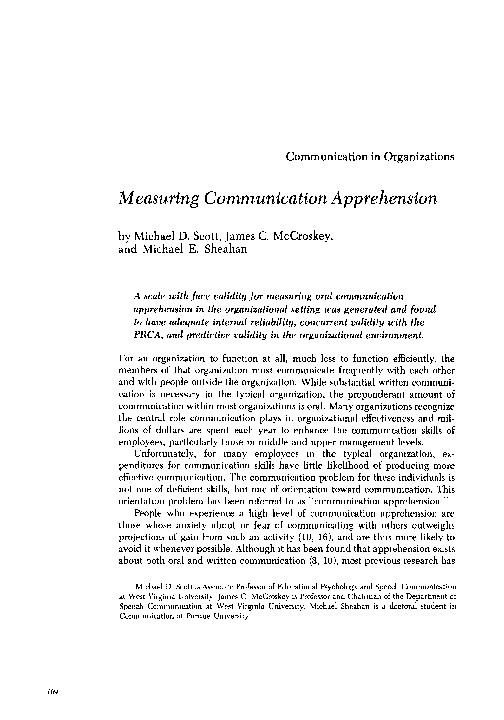 communication apprehension essay