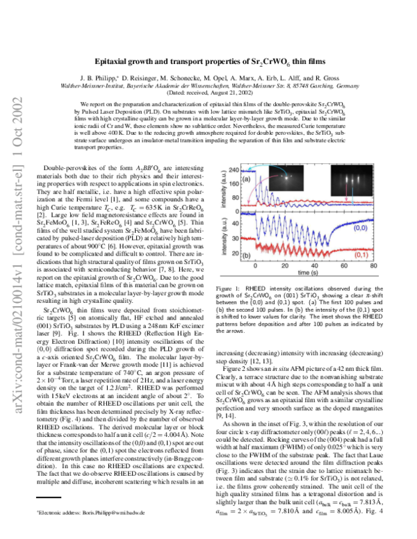 (PDF) Epitaxial growth and transport properties of Sr[sub 2]CrWO[sub 6 ...