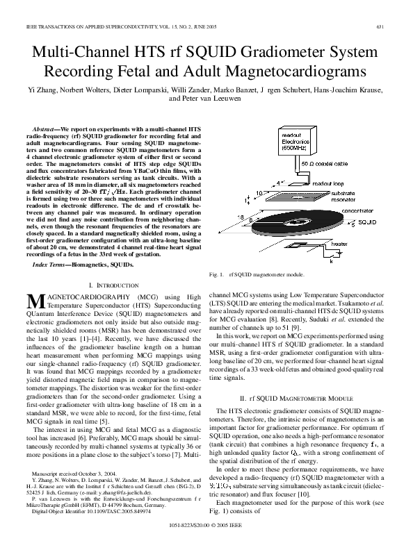 (PDF) Multi-Channel HTS rf SQUID Gradiometer System Recording Fetal and ...