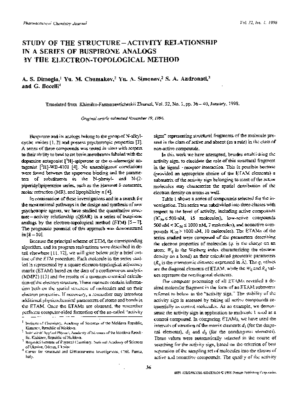 (PDF) Study of the structure-activity relationship in a series of ...