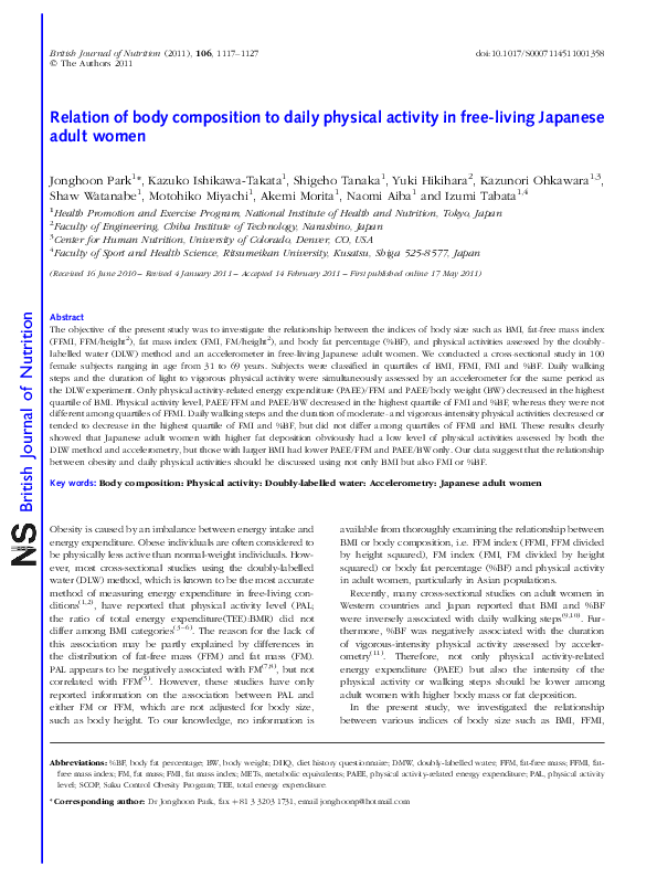 (PDF) Relation of body composition to daily physical activity in free ...
