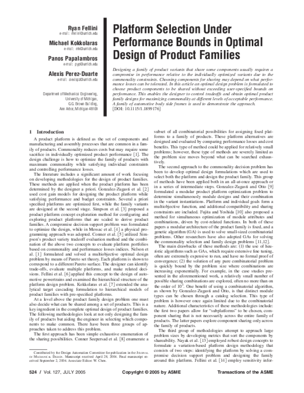 (PDF) Platform Selection Under Performance Bounds in Optimal Design of ...
