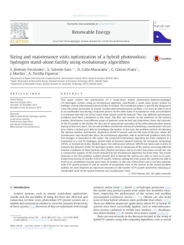 (PDF) Sizing and maintenance visits optimization of a hybrid ...