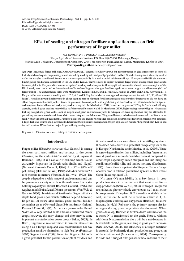(PDF) Effect of seeding and nitrogen fertiliser application rates on